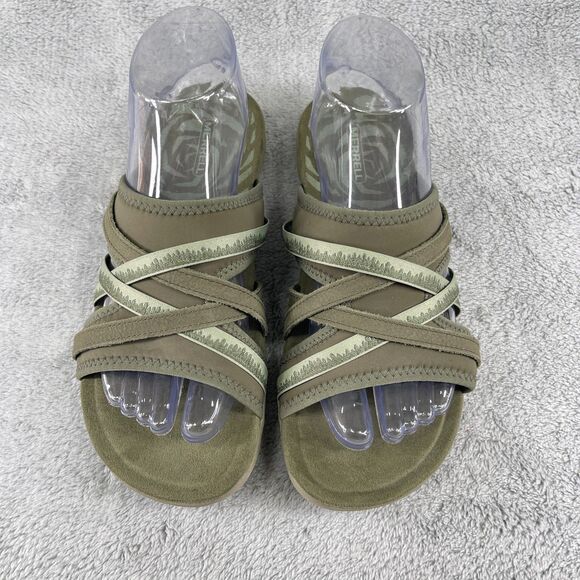 Merrell Terran 3 Cush Womens Slide US 8 Olive Leather Slip On Sandal J004586 - Picture 5 of 12